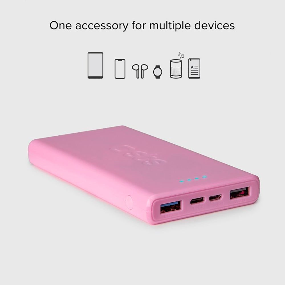 SBS Powerbank 10W m. 2x USB-A & 1x USB-C - 10.000 mAh - Pink