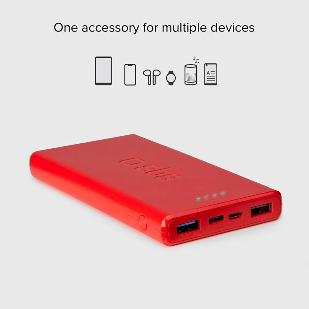 SBS Powerbank 10W m. 2x USB-A & 1x USB-C - 10.000 mAh - Rød