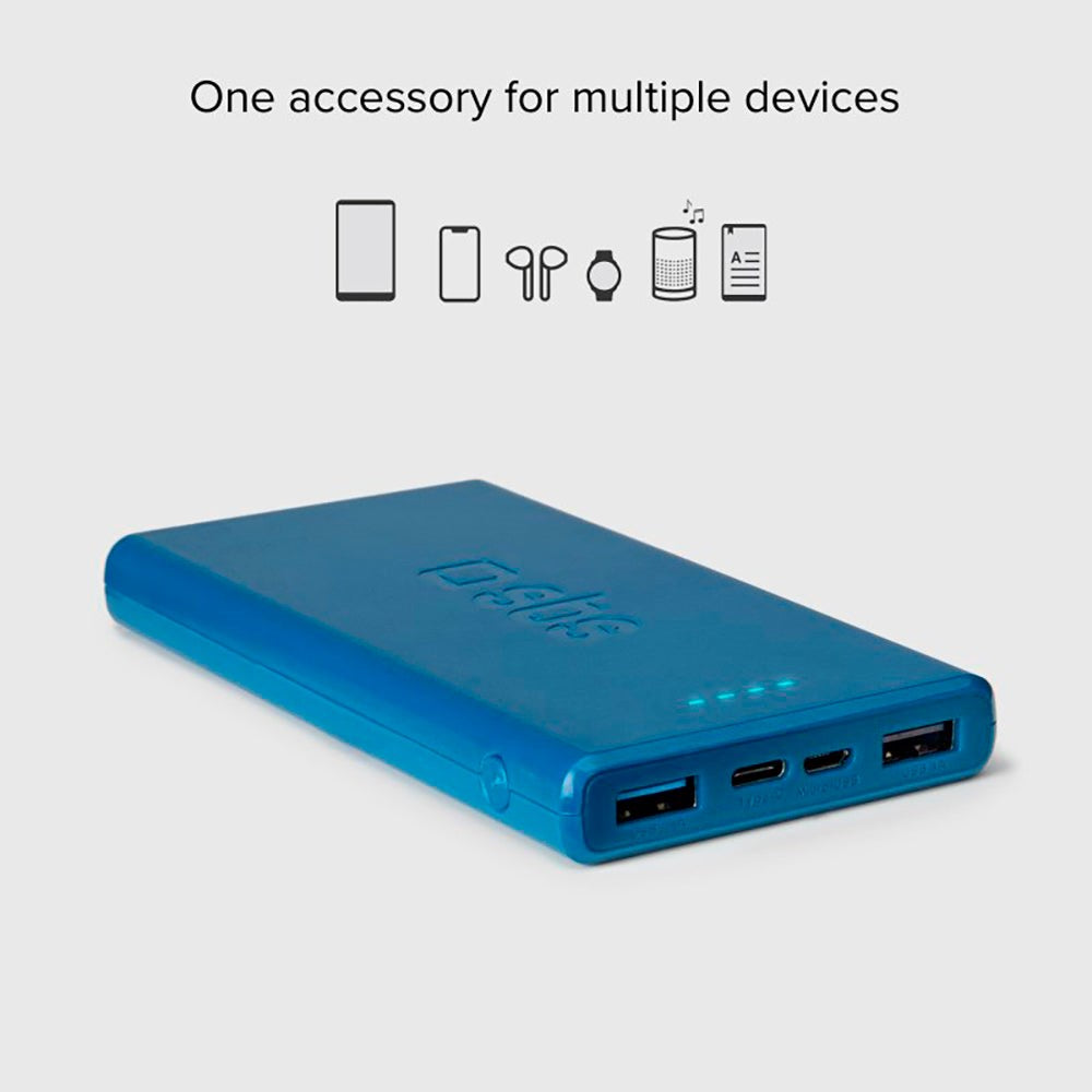 SBS Powerbank 10W m. 2x USB-A & 1x USB-C - 10.000 mAh - Blå