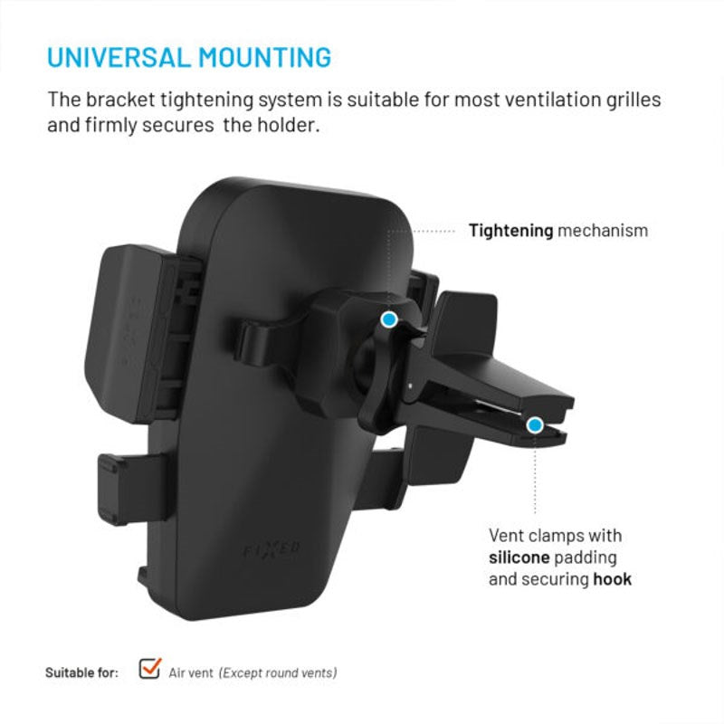 Fixed Mobilholder til Bil - Ventilationsanlæg - Sort
