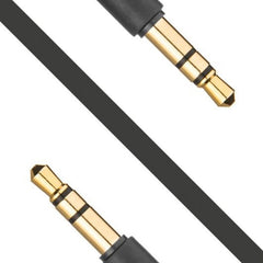 Fixed AUX Kabel - 3.5mm Minijack - 1m - Sort