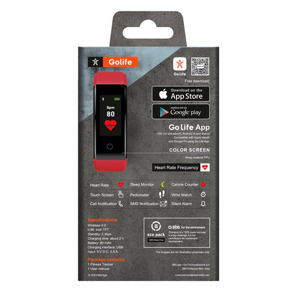 SBS Vital Fit Fitness Tracker m. Søvntracker & Skridttæller - Rød