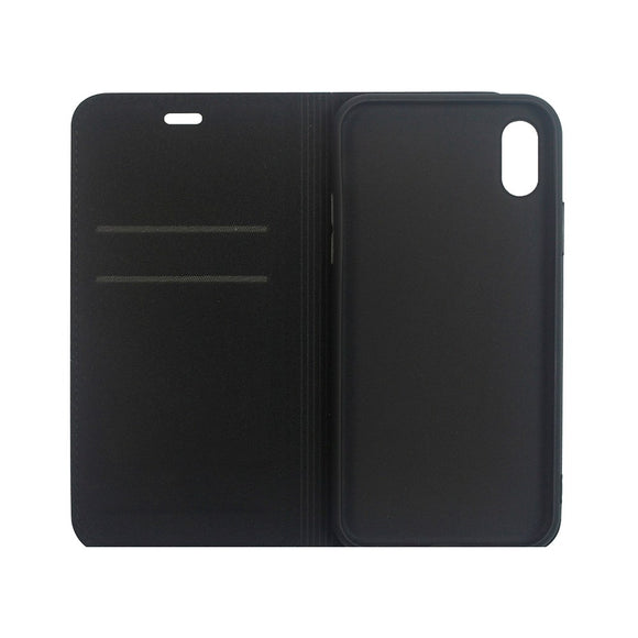GreenMind iPhone XS Max Kunstlæder Flip Cover m. Kortholder & Ståfunktion - Sort