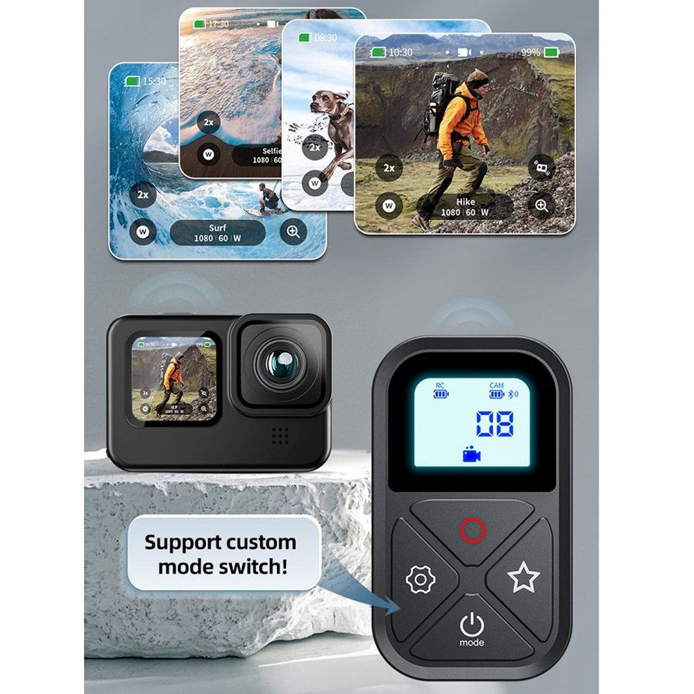 TELESIN Fjernbetjening til GoPro Hero 8 / 9 / 10 / 11 / 12 / 13 / Max & Smartphones - Sort