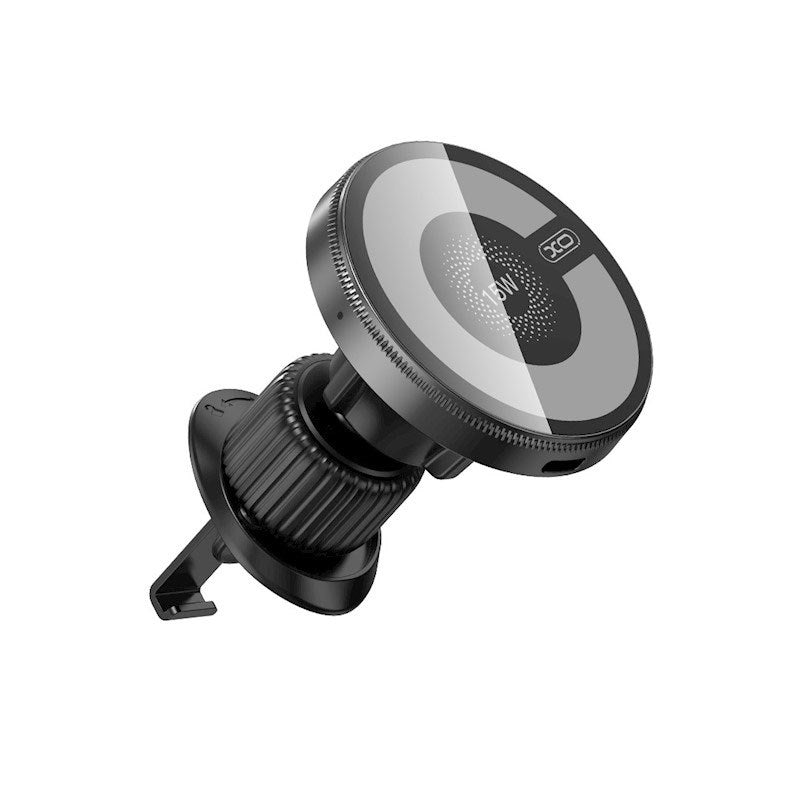 XO CX025 Magnetisk Mobilholder til Bil til Ventilation - 15W Trådløs Opladning - MagSafe Kompatibel - Sort