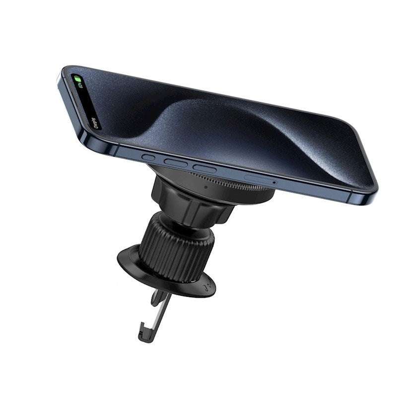 XO CX025 Magnetisk Mobilholder til Bil til Ventilation - 15W Trådløs Opladning - MagSafe Kompatibel - Sort