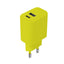 Setty 20W Vægoplader m. 1x USB-A & 1x USB-C - Lime