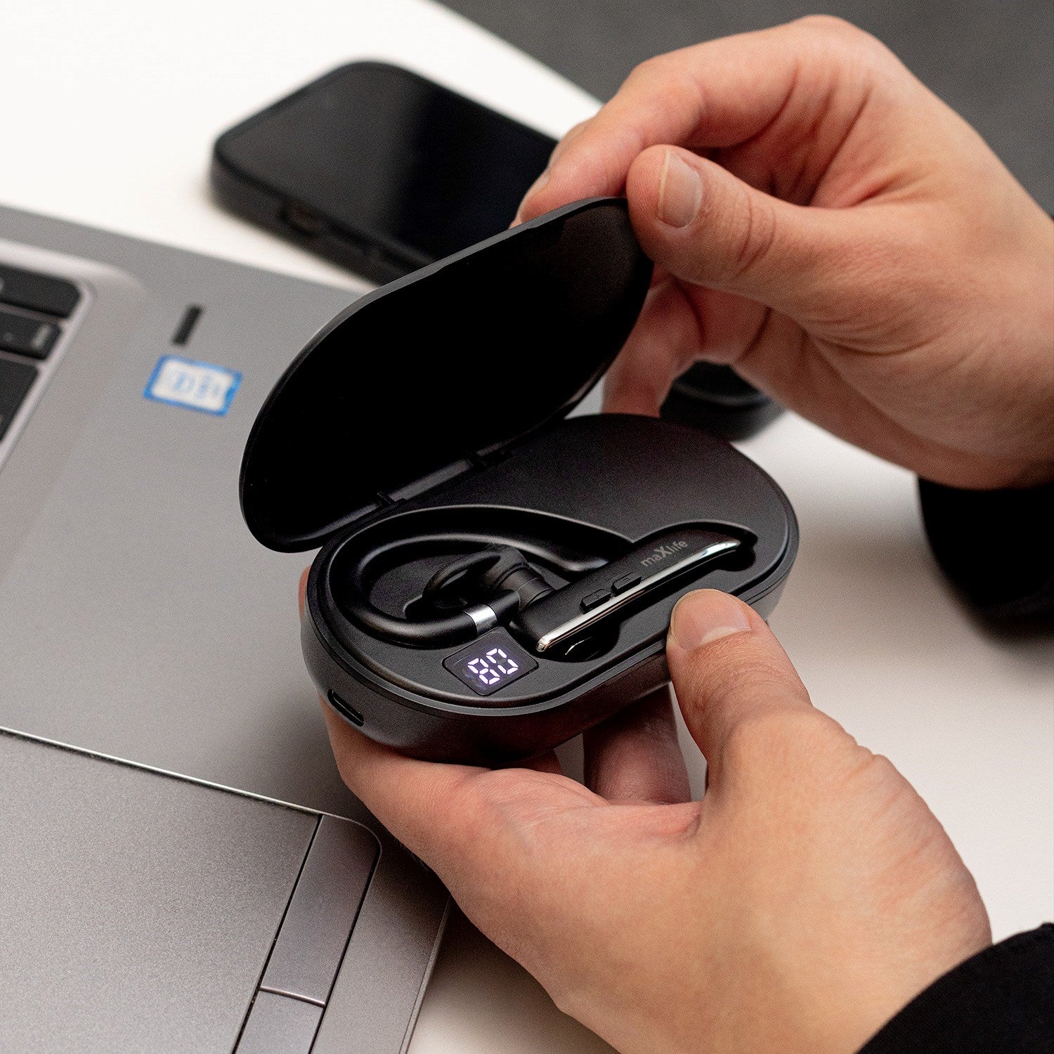 Maxlife MXBH-01 Bluetooth Headset m. Opladningsetui - Sort