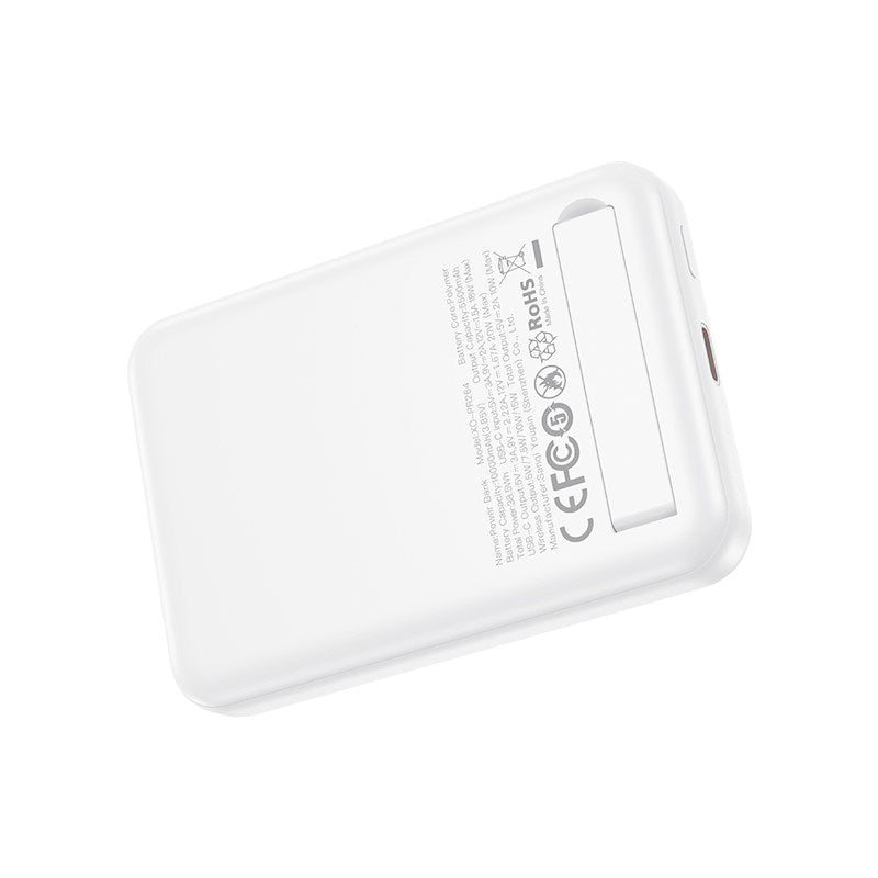 XO 20W Magnetisk Powerbank 10.000mAh m. USB-C og Ståfunktion - Hvid