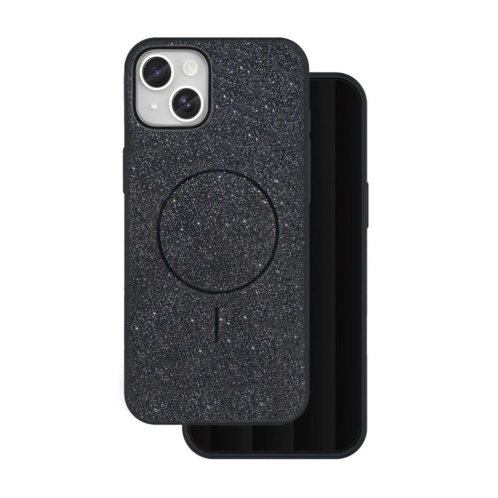 iPhone 15 Glitter Thin Cover - MagSafe Kompatibel - Sort