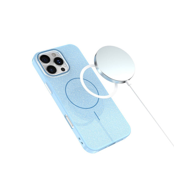 iPhone 14 Glitter Thin Cover - MagSafe Kompatibel - Lyseblå