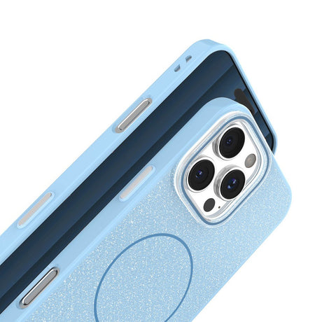 iPhone 15 Glitter Thin Cover - MagSafe Kompatibel - Lyseblå