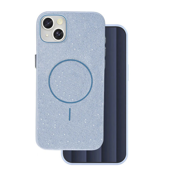 iPhone 15 Glitter Thin Cover - MagSafe Kompatibel - Lyseblå