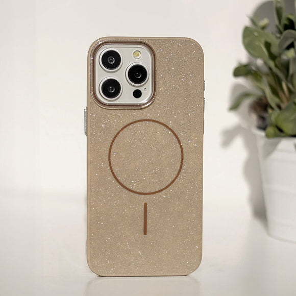 iPhone 15 Glitter Thin Cover - MagSafe Kompatibel - Brun