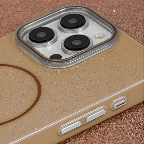 iPhone 15 Glitter Thin Cover - MagSafe Kompatibel - Brun
