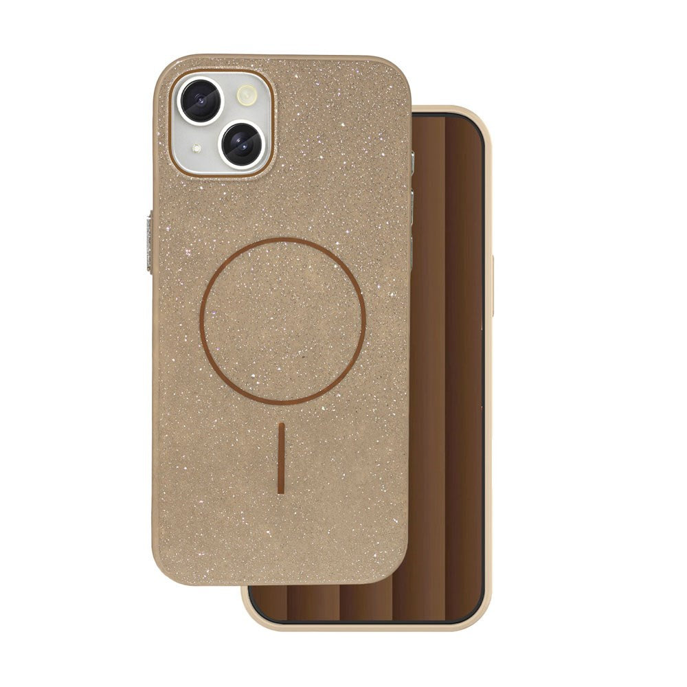 iPhone 15 Glitter Thin Cover - MagSafe Kompatibel - Brun