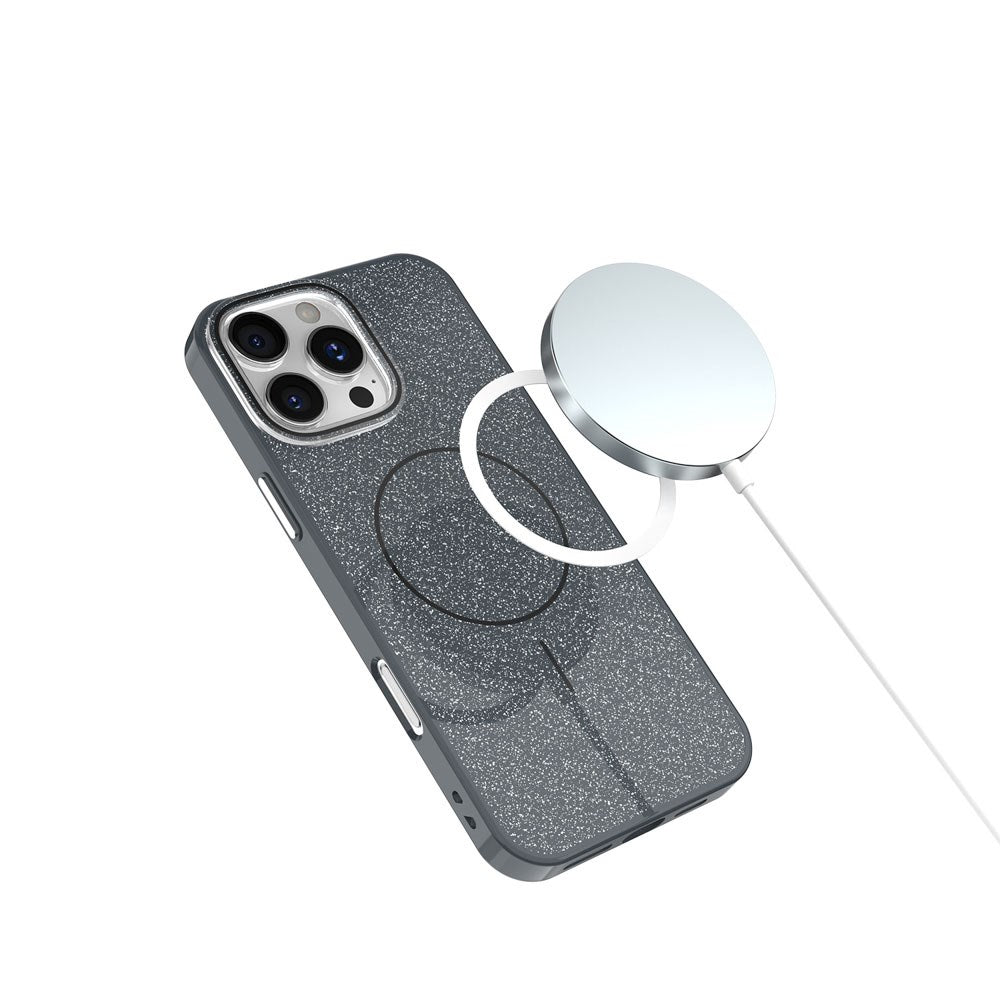 iPhone 17 Pro TFO Glitter Thin Cover - MagSafe Kompatibel - Sort