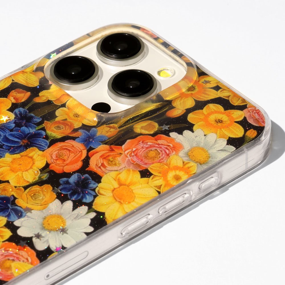 iPhone 16 Pro TFO Glow Glam Cover - Orange / Blomster