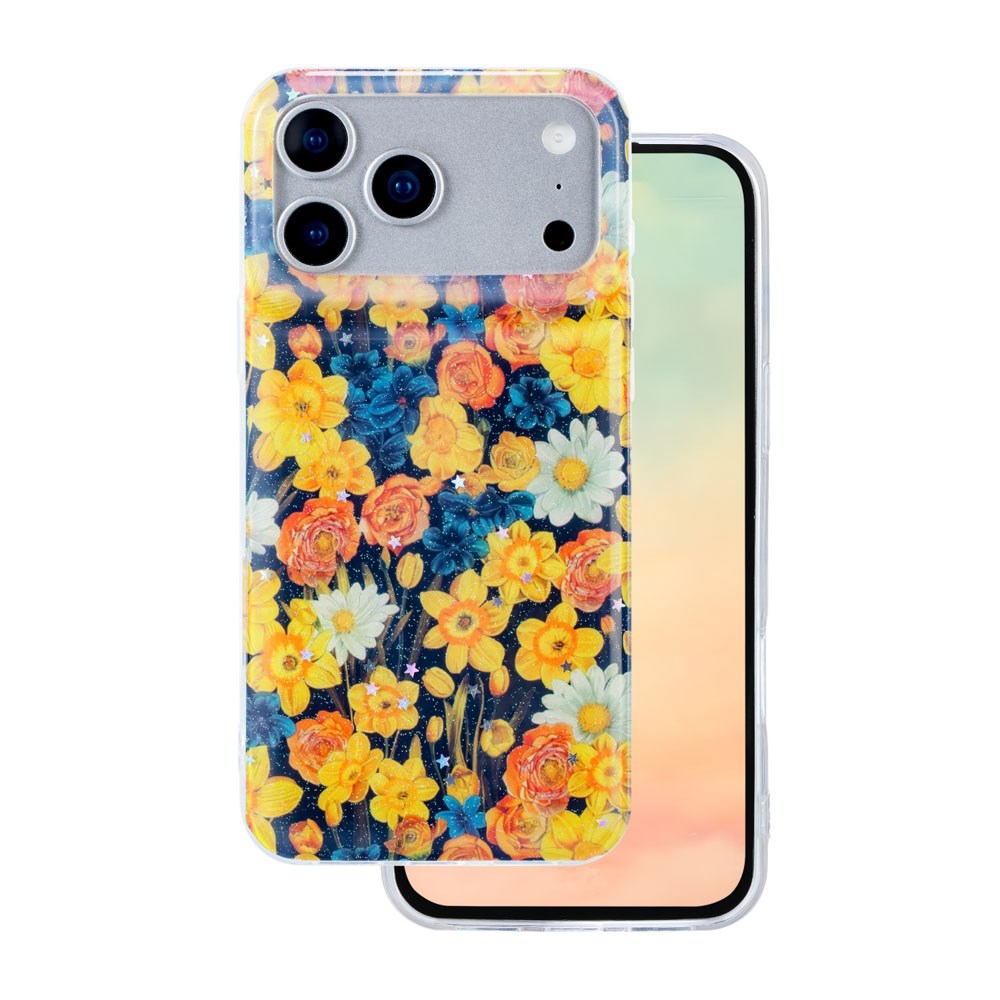 iPhone 17 Pro TFO Glow Glam Cover - Orange / Blomster