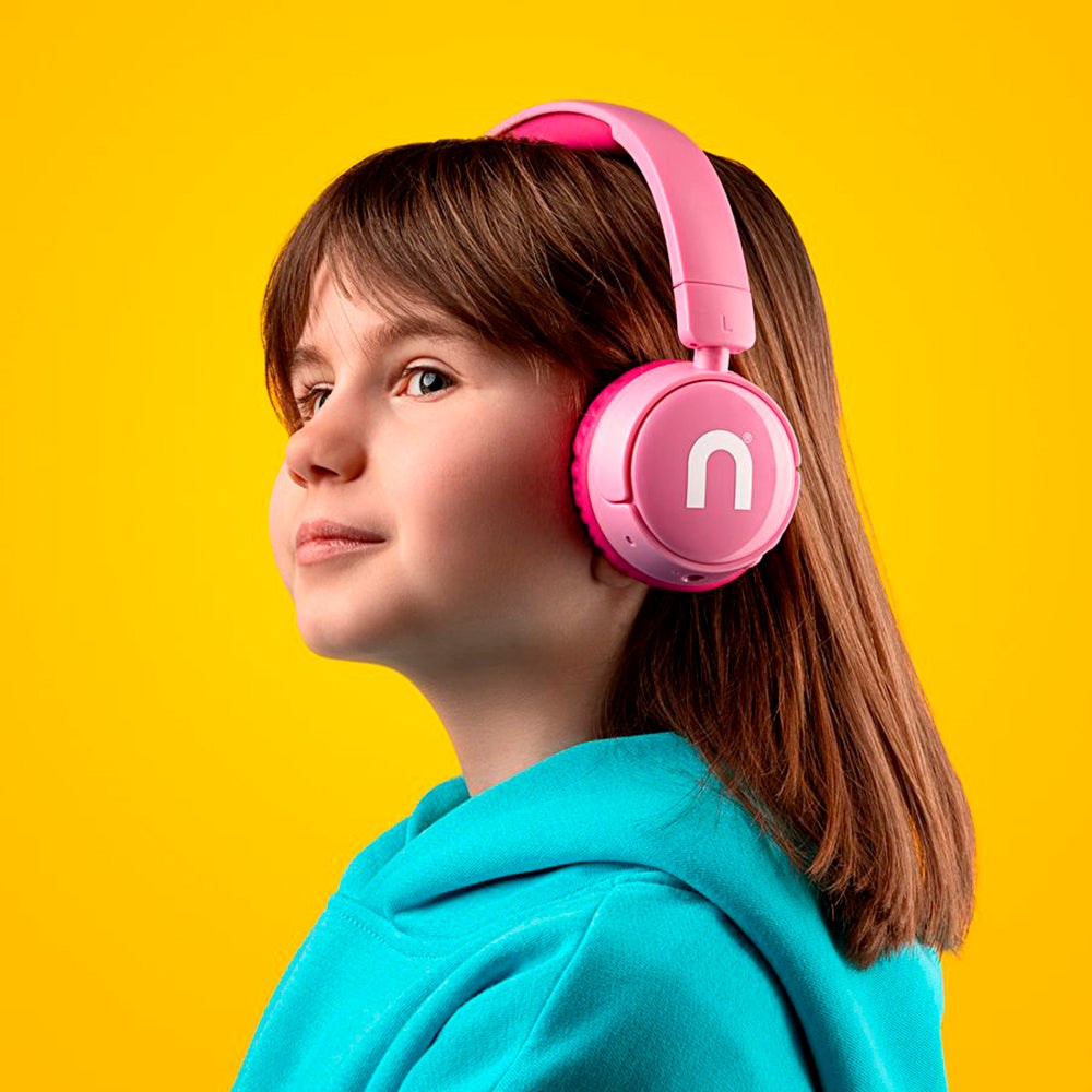 Niceboy Hive Kiddie Bluetooth Hovedtelefoner On-Ear til Børn m. Lydbegrænser - Lyserød