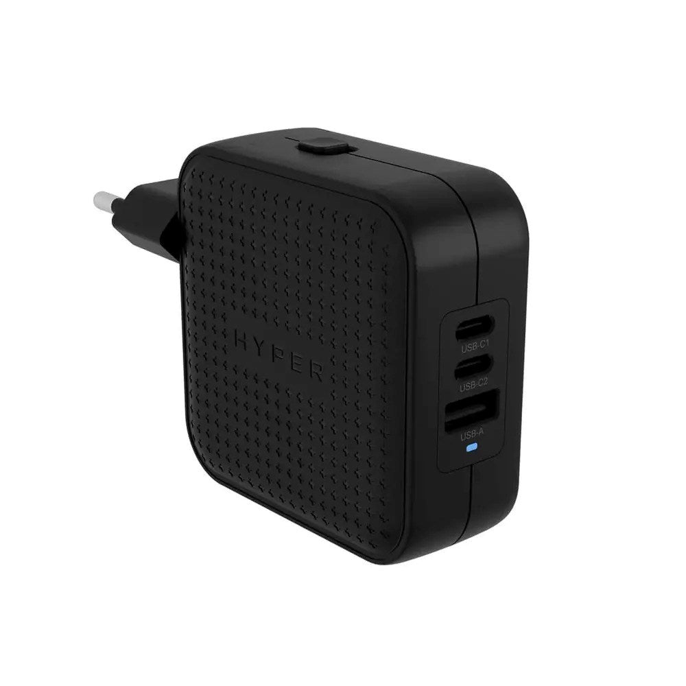 Targus HyperJuice 70W Rejseoplader m. 1x USB-A & 2x USB-C - inkl. 4x Adapterstik - Sort