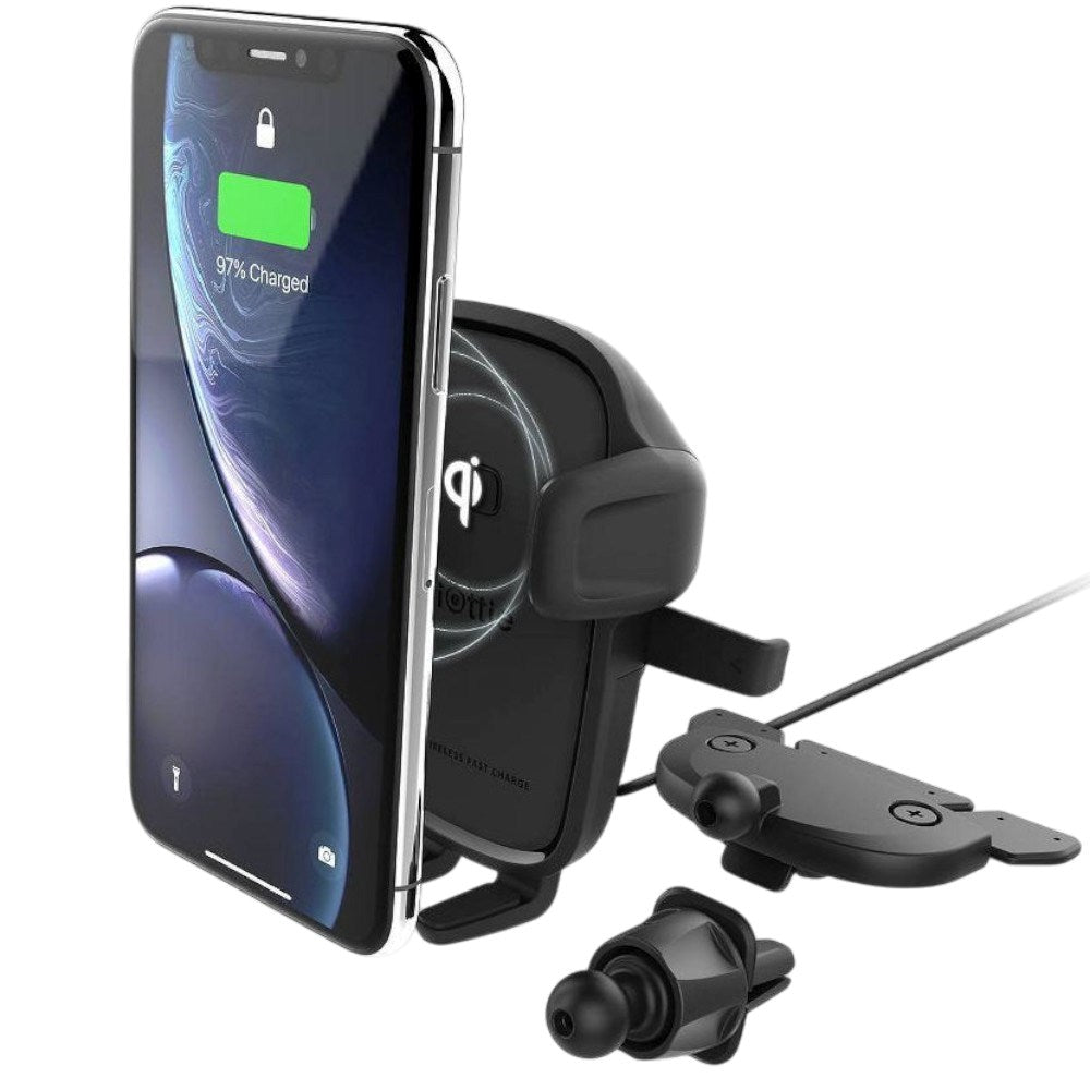 Mobilholder Til Bil med Trådløs Opladning iOttie - Til Ventilation / CD-Slot - Sort