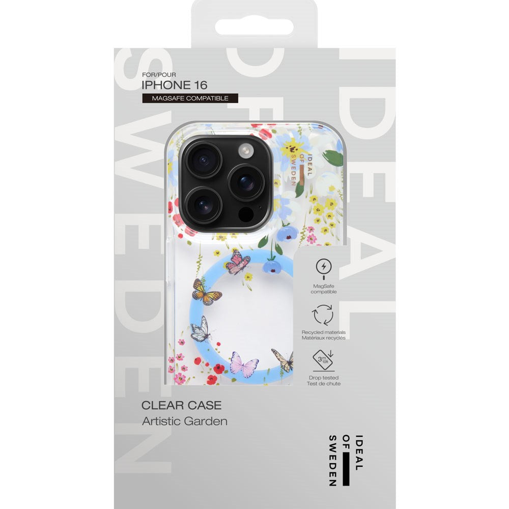 iDeal Of Sweden iPhone 16 Clear Case - MagSafe Kompatibel - Artistic Garden