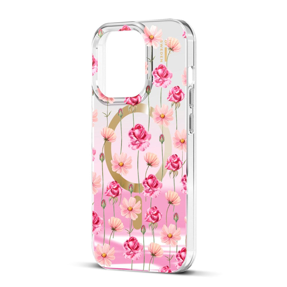 iPhone 15 Pro iDeal of Sweden Mirror Case - MagSafe Kompatibel - Rose Blush Floral
