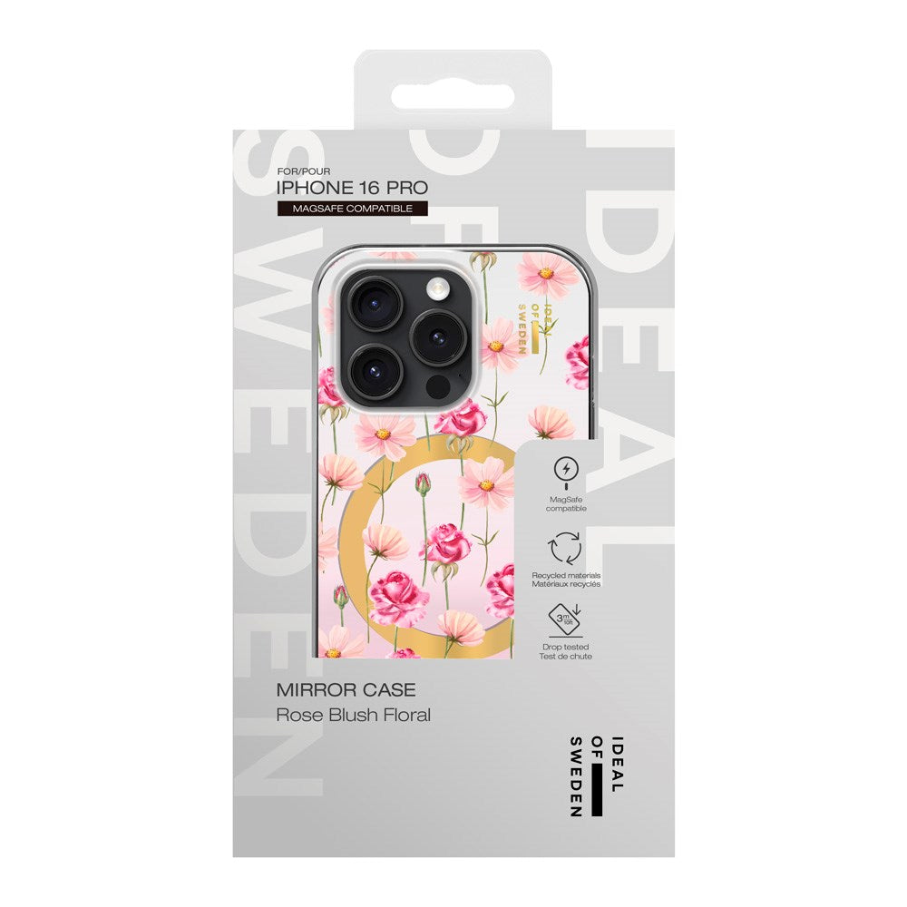 iPhone 16 iDeal of Sweden Mirror Case - MagSafe Kompatibel - Rose Blush Floral