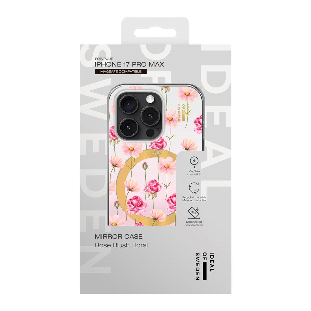 iPhone 17 Pro Max iDeal of Sweden Mirror Case - MagSafe Kompatibel - Rose Blush Floral