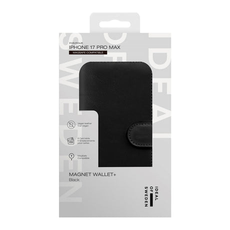 iDeal Of Sweden iPhone 17 Pro Max Magnet Wallet+ Cover - MagSafe Kompatibel - Black