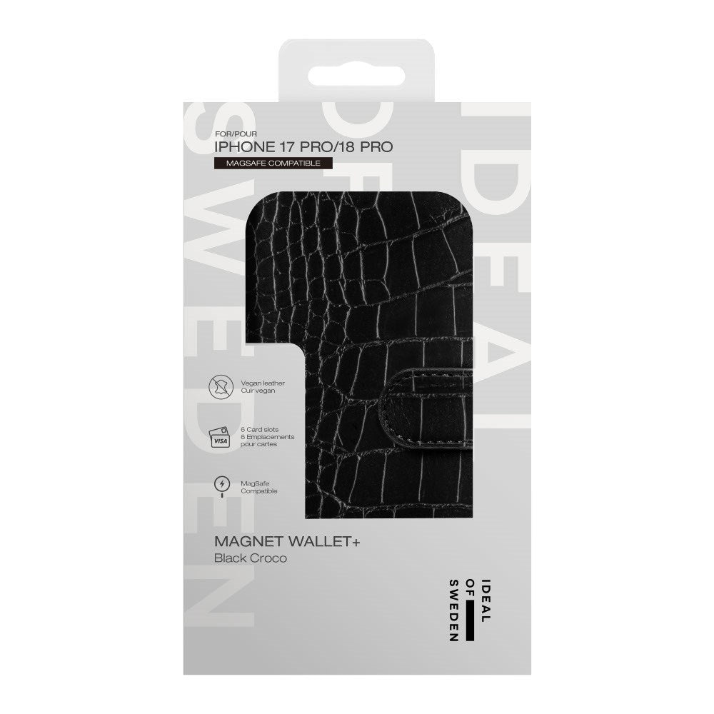 iPhone 18 Pro / 17 Pro iDeal Of Sweden Magnet Wallet+ Cover - MagSafe Kompatibel - Black Croco
