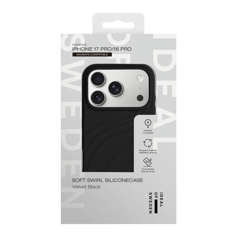 iPhone 18 Pro / 17 Pro iDeal of Sweden Soft Swirl Silicone Case - MagSafe Kompatibel - Velvet Black
