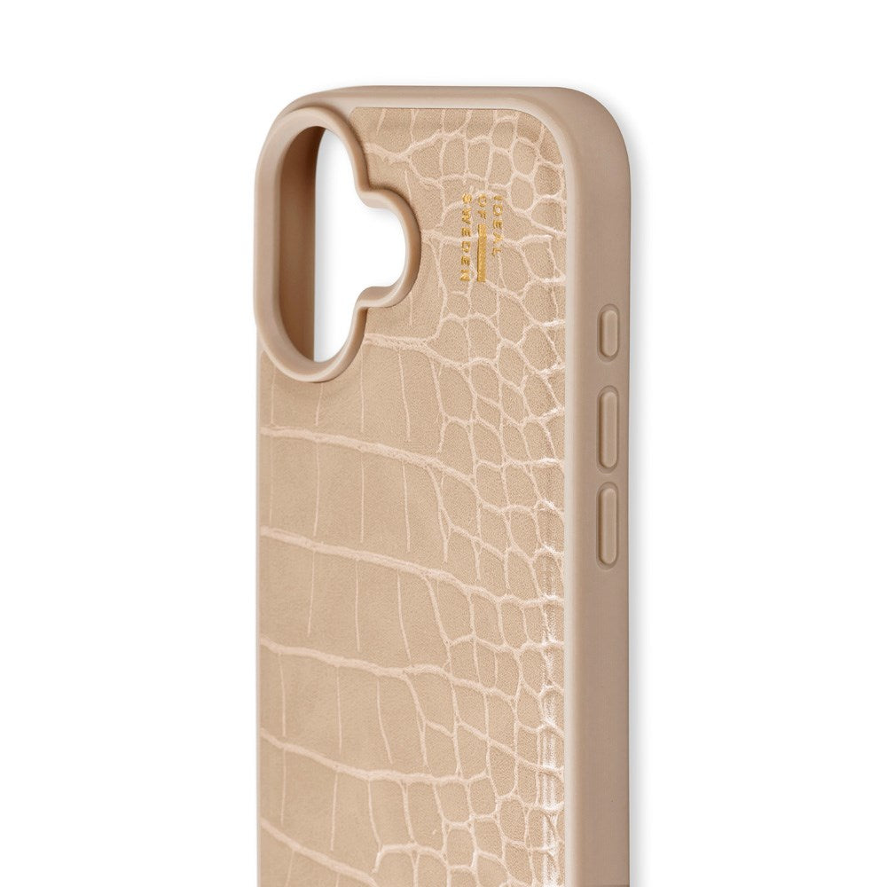 iDeal Of Sweden iPhone 16 Vegan Leather Case - MagSafe Kompatibel - Warm Beige Croco