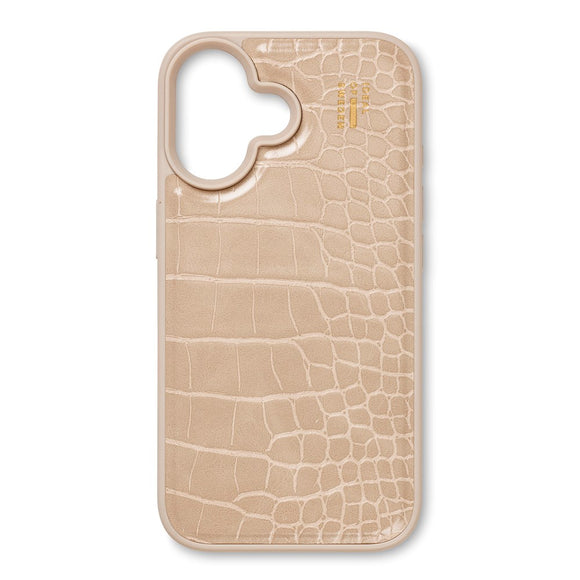 iDeal Of Sweden iPhone 16 Vegan Leather Case - MagSafe Kompatibel - Warm Beige Croco