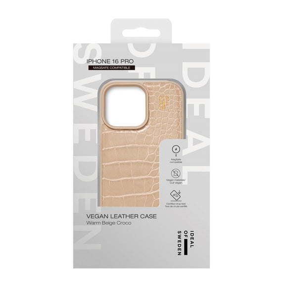 iDeal Of Sweden iPhone 16 Pro Vegan Leather Case - MagSafe Kompatibel - Warm Beige Croco