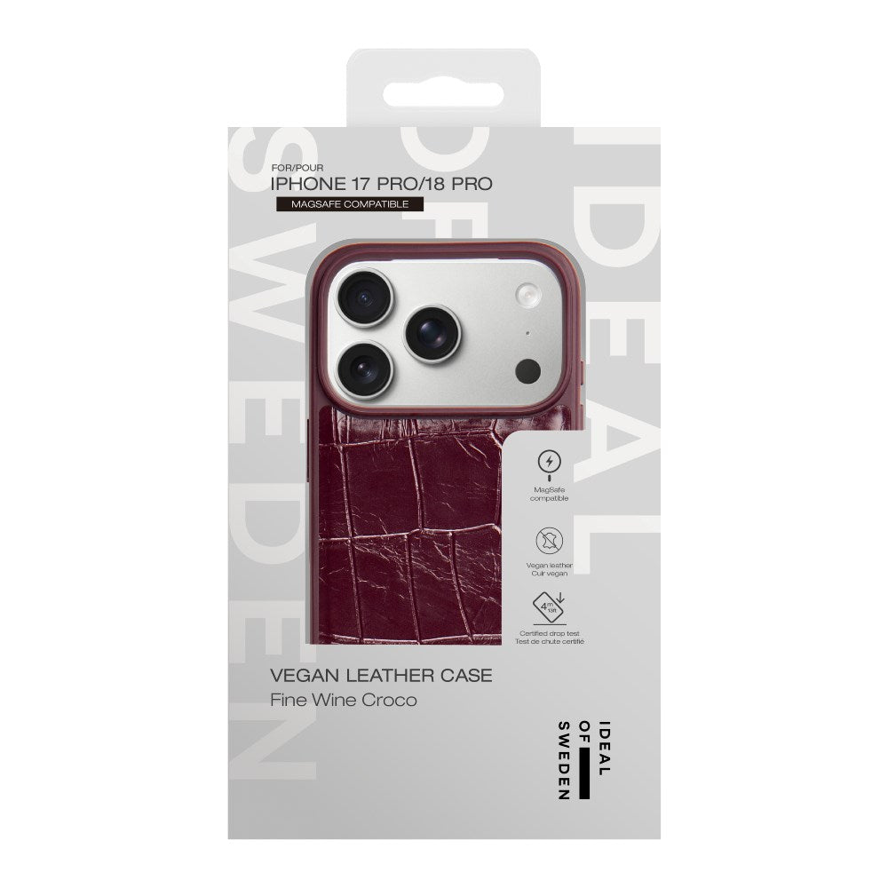 iPhone 18 Pro / 17 Pro iDeal of Sweden Vegan Leather Case - MagSafe Kompatibel - Fine Wine Croco