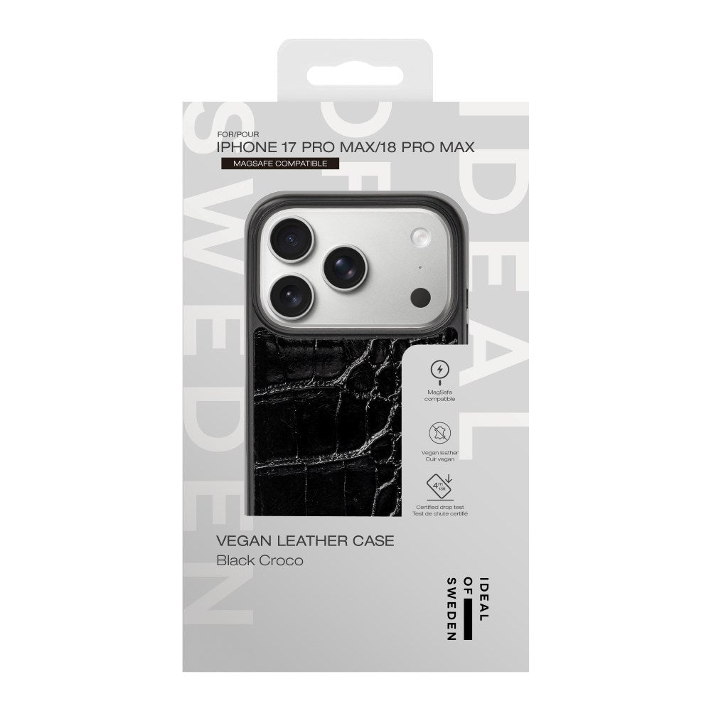 iPhone 18 Pro Max / 17 Pro Max iDeal of Sweden Vegan Leather Case - MagSafe Kompatibel - Black Croco