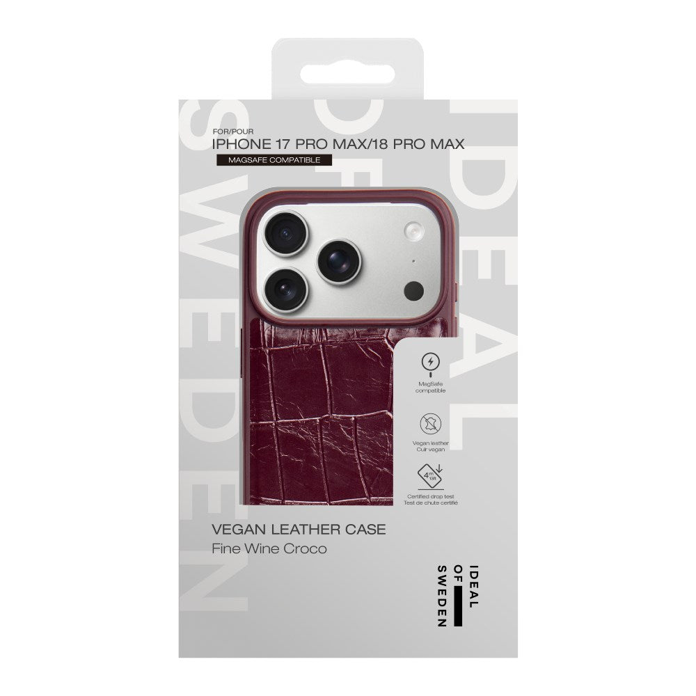 iPhone 18 Pro Max / 17 Pro Max iDeal of Sweden Vegan Leather Case - MagSafe Kompatibel - Fine Wine Croco