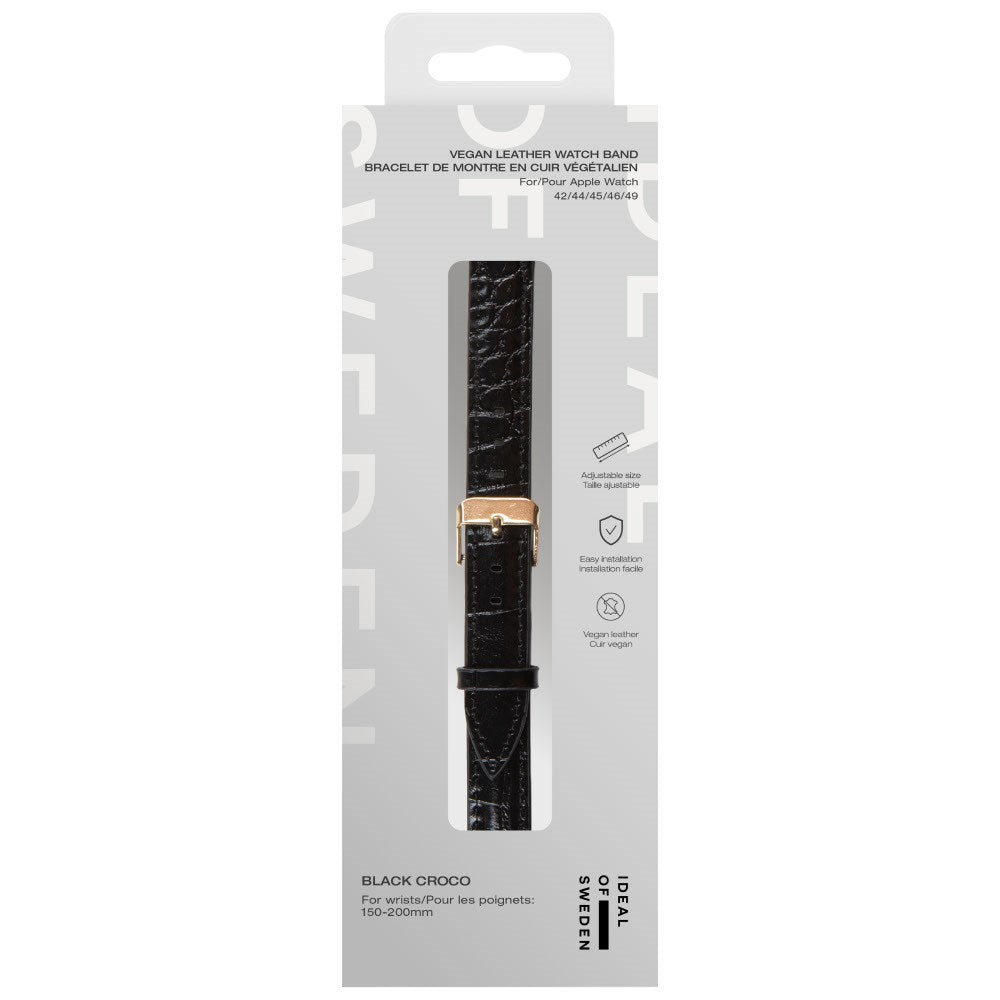 Apple Watch (42/44/SE/45/46/49mm) Vegan Leather Urrem - Black Croco