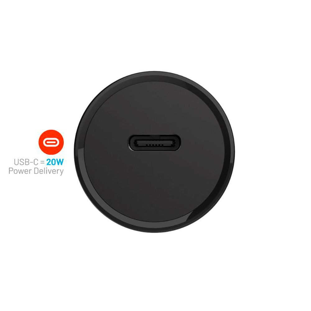 Fixed Biloplader - USB-C PD 20W m. USB-C til USB-C Kabel - Sort