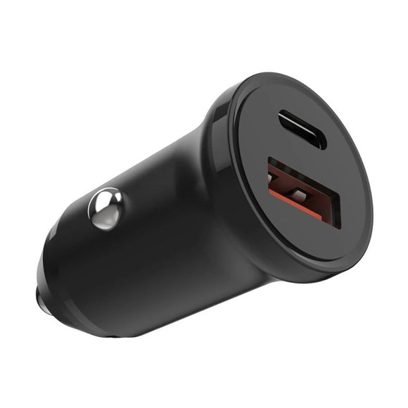 Fixed Biloplader m. USB-A & USB-C PD 20W - Sort