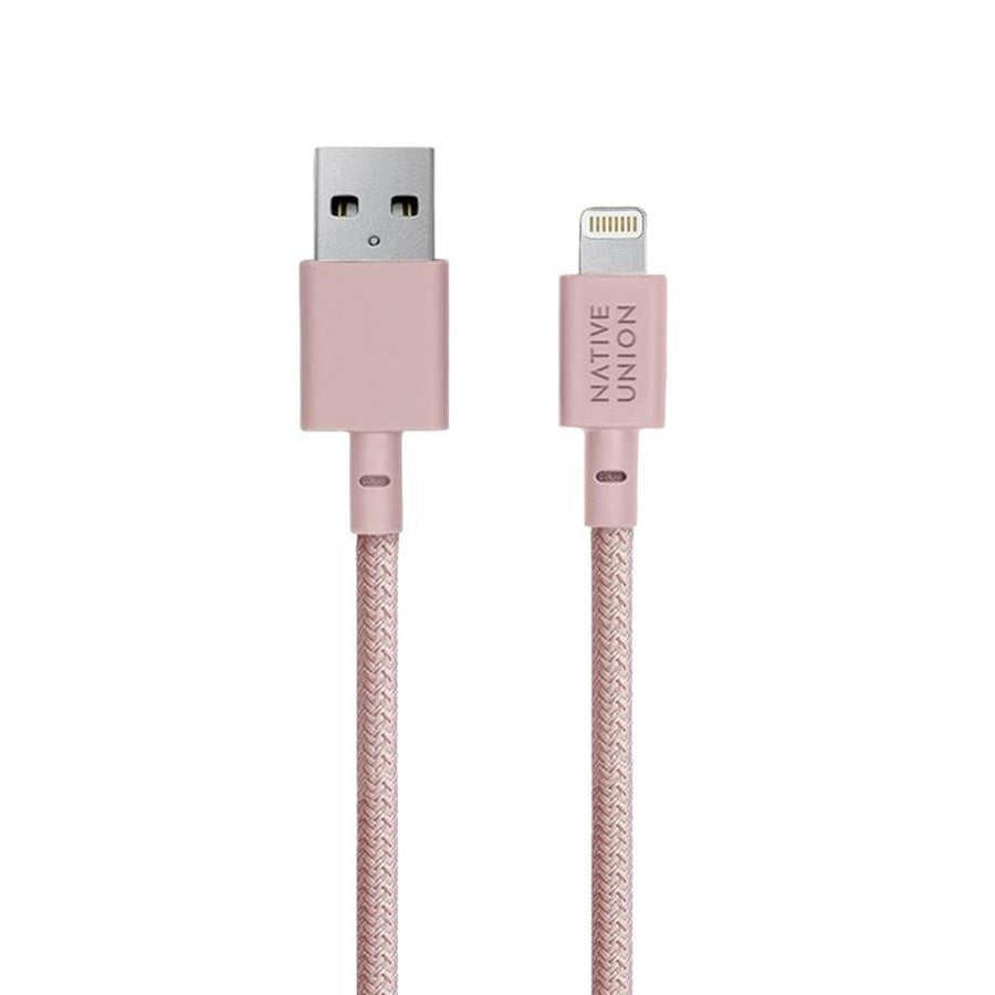 Native Union Belt Kabel USB-A til Lightning m. Læderspænde 1.2 m. - Rose