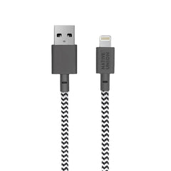 Native Union Belt Kabel USB-A til Lightning m. Læderspænde 1.2 m. - Zebra