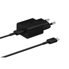Original Samsung Power Fast Charger 15W Vægoplader m. USB-C til USB-C Kabel - Sort
