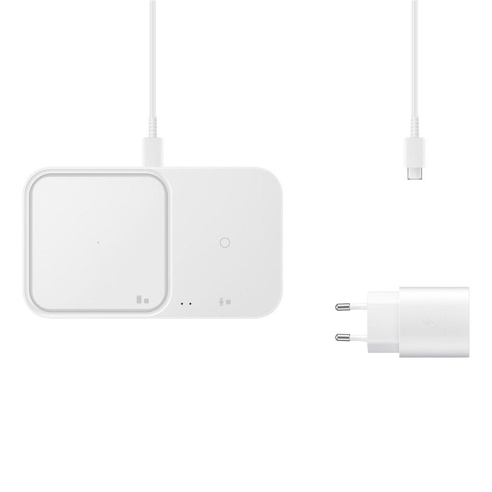Original Samsung DUO Wireless Pad 15W Trådløs Qi Oplader - Hvid