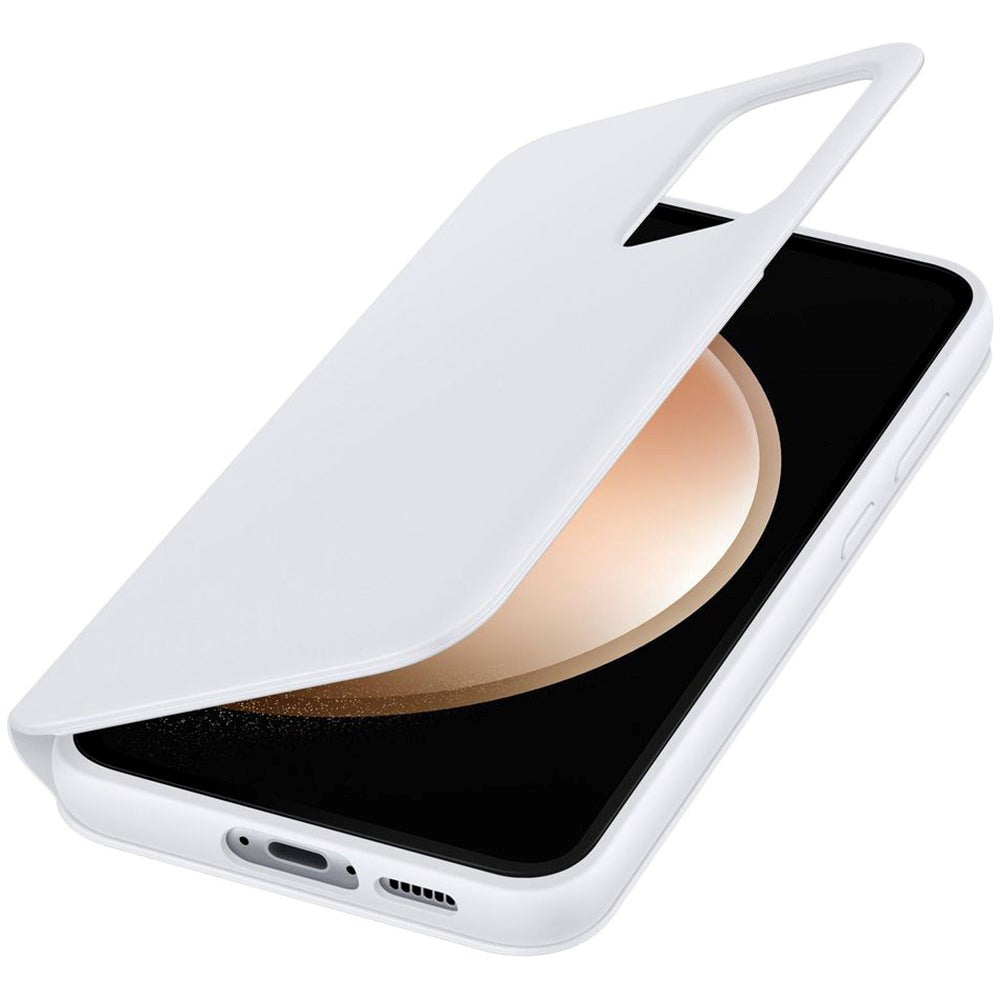 Original Samsung Galaxy S23 FE Smart Clear View Cover - Hvid (EF-ZS711CWEGWW)