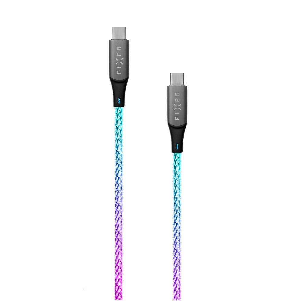 Fixed Lysende LED 60W USB-C til USB-C Kabel 1.2 m - Multifarvet