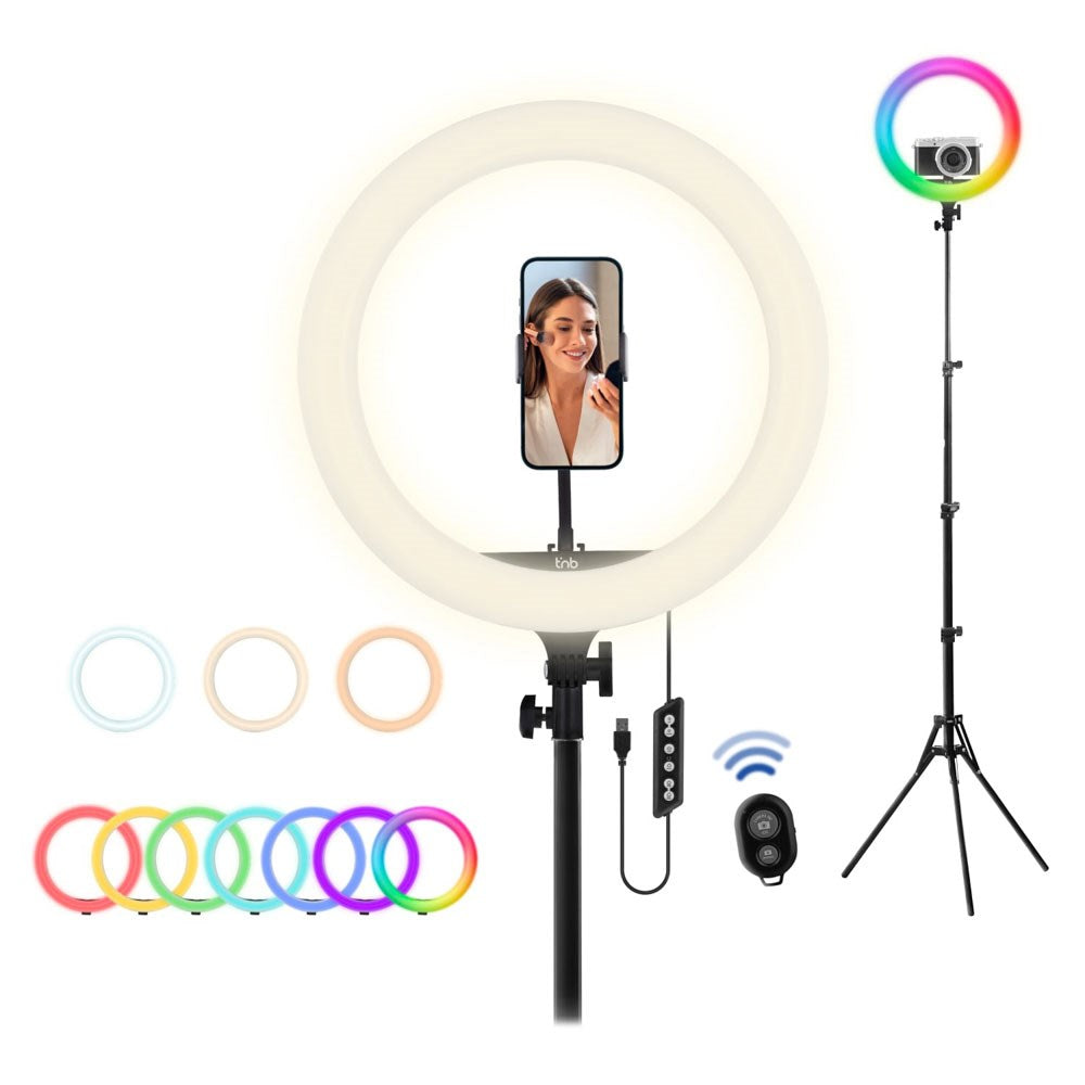 T'NB Influence Pro 14" RGBWW LED Ring Light m. Justerbar Tripod og Opbevaringstaske - Sort