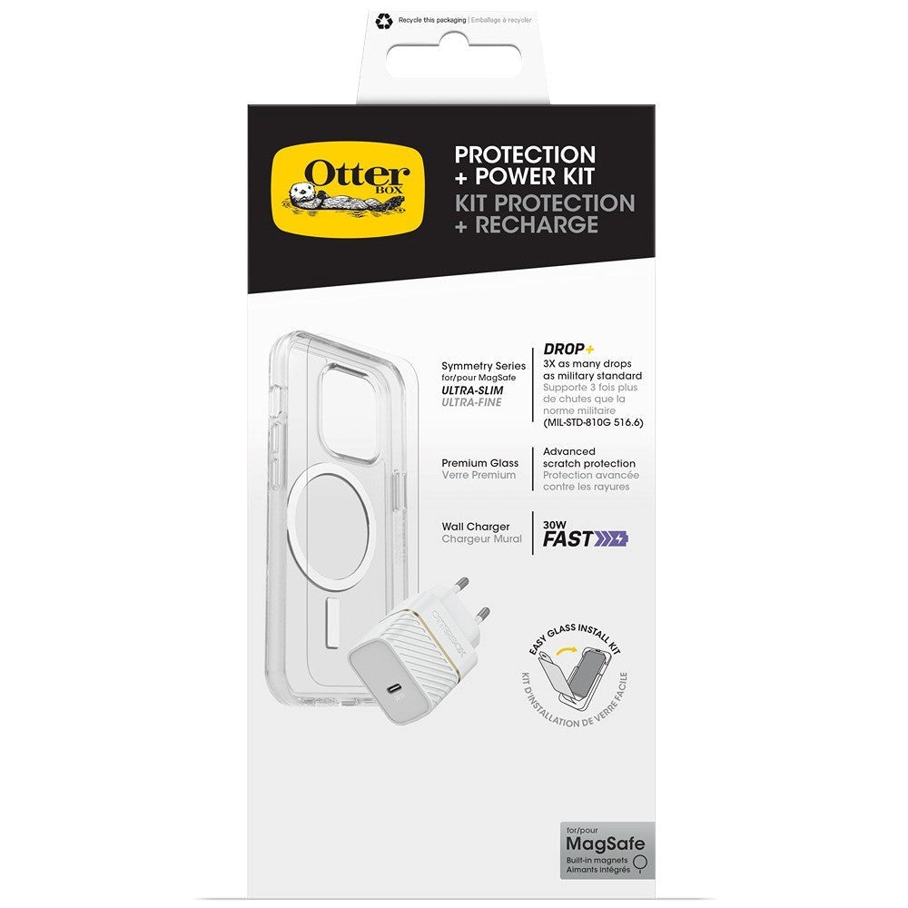 OtterBox iPhone 15 Plus Protection + Power Kit - MagSafe Cover, Skærmbeskyttelse & 30W Vægoplader